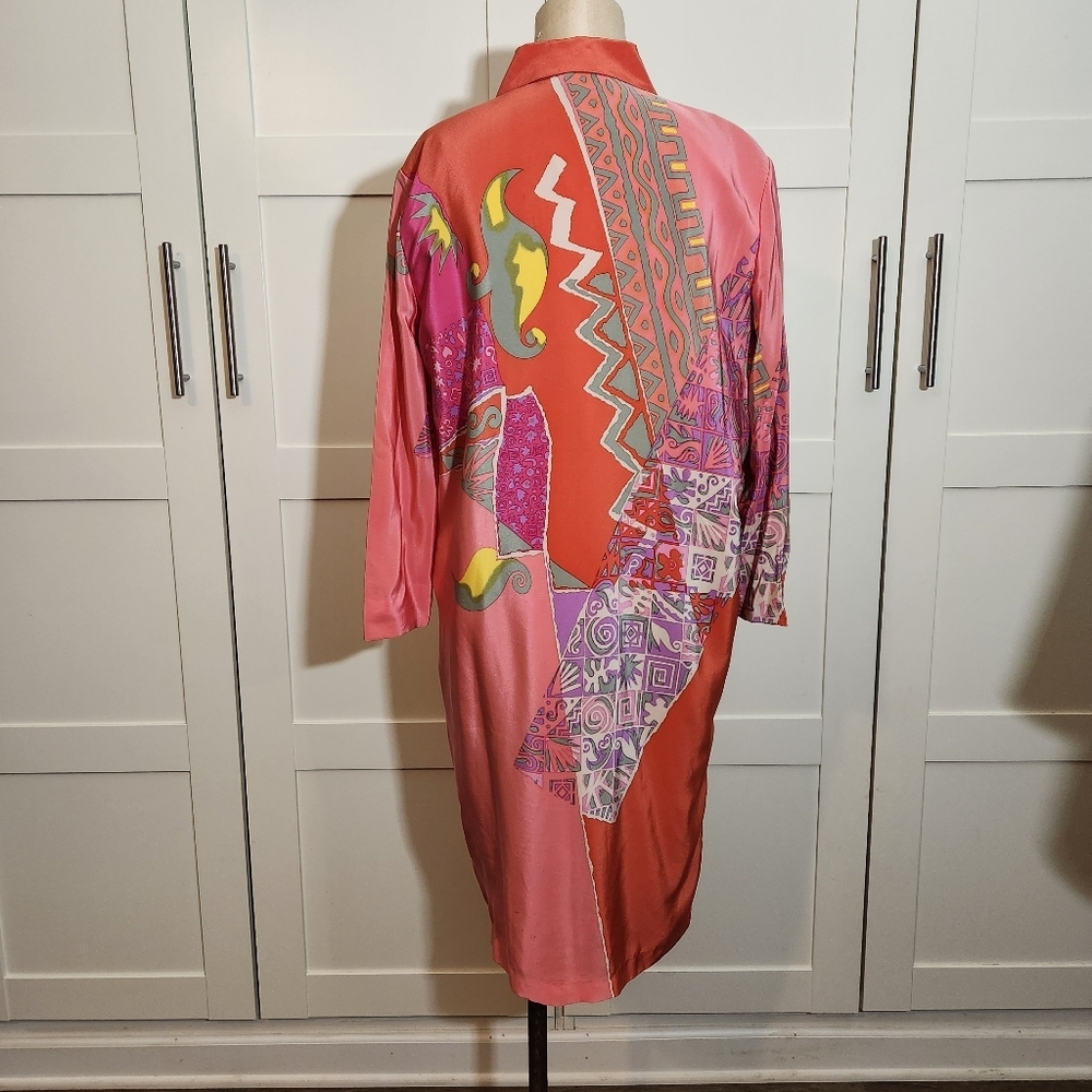 VTG Anne Crimmins for UMI Collections Silk Abstract Geometric Shift Dress 12 - Picture 3 of 11